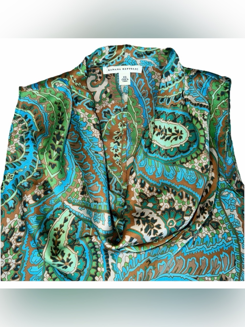 Banana Republic Paisley Cowl Neck Sleeveless Blouse XS - Picture 3 of 6